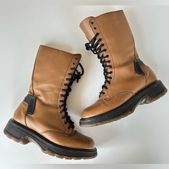 Vintage 90s Docs Dr Martens DM’s 14 Eyelet Tall Chunky Combat Boots - Picture 6 of 10